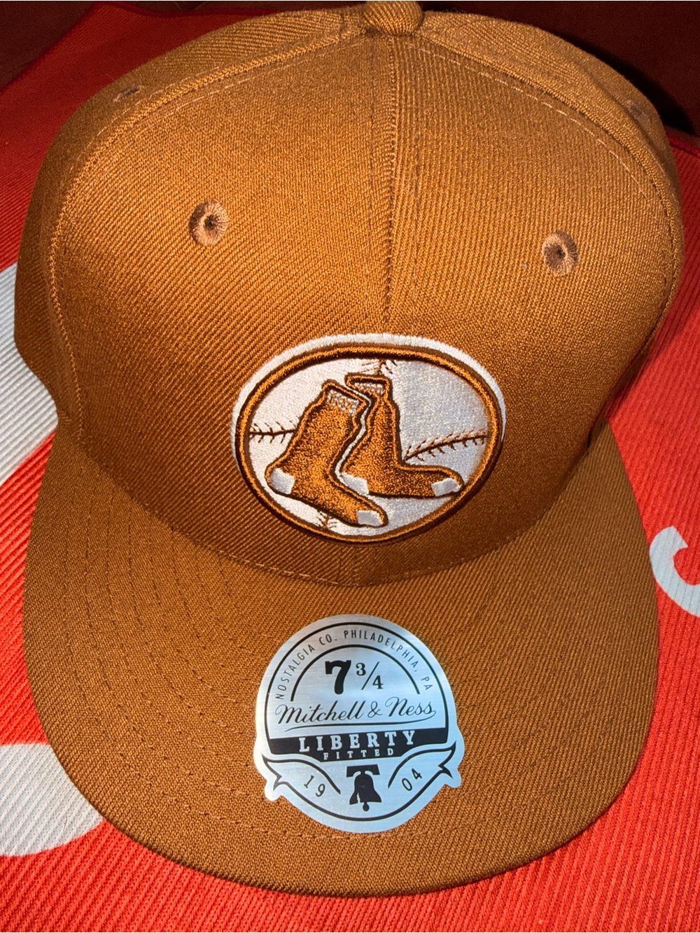 Mitchell & Ness Rust Brown Snapback with Embroidered Socks Patch